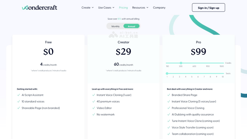 Wondercraft的定价